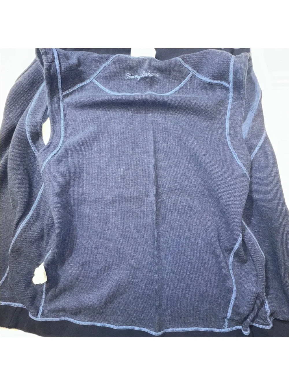 Tommy Bahama Reversible Full Zip Vest Men Blue Navy Cotton Tencel XL Est